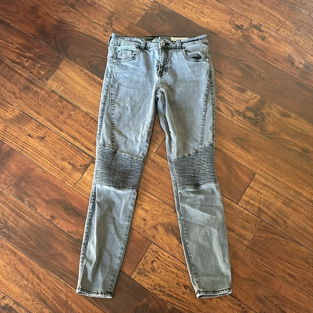 Pistola | Audrey moto skinny jeans low rise washed black denim ribbed knees - Picture 3 of 13